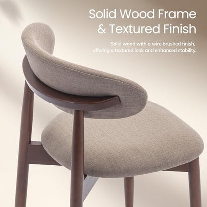 COLAMY Mid-Century Modern Wooden Dining Chair Set of 6, Indoor Upholstered Kitchen Chairs with 2.6" Cozy Padded Seat, Walnut Finish Side Dining Chair, [Camel] - color: Camel, size: 6 Chairs
