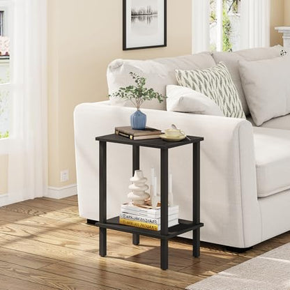 TUTOTAK End Table, Set of 2, Side Table, Nightstand, 2-Tier Storage Shelf, Sofa Table for Small Space, Living Room, Bed Room TB01BK035 - color: Black