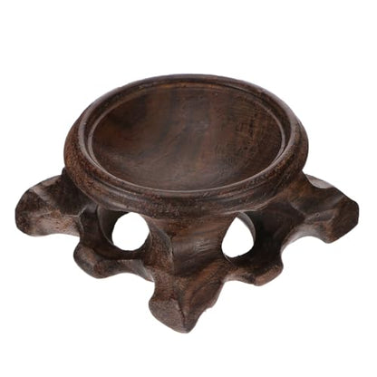 Sewroro Wood Carving Base Crystal Ball Stand Decorative Display Pedestal for Home Office Desk 2.16X2.16X0.98 Inch Lightweight Crystal Ball Holder