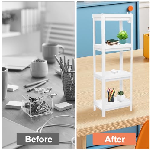 Tissting Bathroom Storage Rack 4-Tier, Plastic Freestanding Shelf | Multifunctional Organizer | Living Room & Bedroom & Kitchen | Space Saver(4 layers) - color: 4 Layers