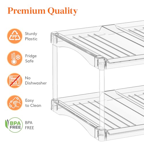 Lifewit Stackable Bottle Storage Organizer, Clear Freestanding Wine Holder for Cabinet, Large Slot Water Bottle Tumbler Cup Organizer for Pantry, Plastic Wine Rack for Fridge Cellar, 2Tier Hold 8 - size: 2 Tier-8 Bottle