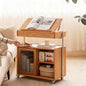Solid Wood Side Table with Wheels, Flip Top Side Table with Storage, Multi-Functional Storage Cabinet with Ample Space for Living Room, Bedroom(13.77" D x 26.77" W x 28.22" H, Natural) - color: Natural