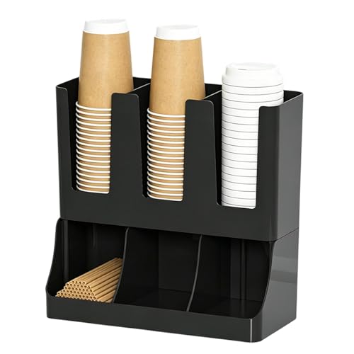 Coffee Station Organizer Large Capacity Storage Rack | Coffee Set Up Station Cup Organizer for Pods Tea Packets Condiment Syrup Home Kitchen Cabinet Pantry Table Office