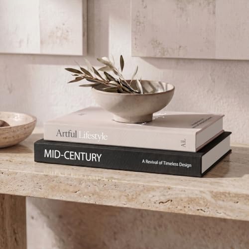 Aesthetic Decorative Books - Set of 2 Stylish Boxes Enhance Your Coffee Table, Bookshelf or Mantel Decor - Beautiful Fake/Faux Books for Modern Home Decoration, Photo Storage and as a Keepsake Box - color: Black-Beige