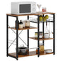 soges 3-Tier Kitchen Baker's Rack, Compact Microwave Stand, Rustic Brown | Space-saving for Apartments, Kitchen, Pantry, Living Room, Sliding Storage Basket, 5 Hooks, Sturdy X-Frame, Easy Assembly - color: Rustic Brown