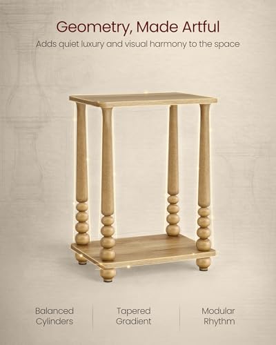 VASAGLE Mariel Collection - Side Table, Accent Nightstand for Small Spaces, Rectangular End Table with Shelf, Solid Wood Legs, Mid-Century Modern, Living Room Bedroom, Natural Brown ULET294HC01S - color: Natural Brown