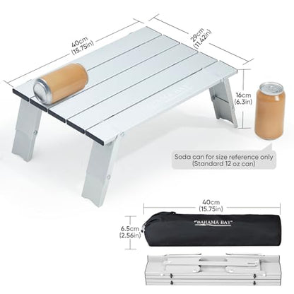 Old Bahama Bay Ultralight Aluminum Mini Table, 66lbs/30kg Weight Capacity, Foldable Small Beach Table with Retractable Legs,Suitable for Picnic Camping Outdoor Hiking