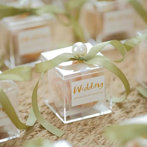KissYou Small Acrylic Box Clear Display Case Plastic Square Cube 2 Packs Candy Box with Lid Jewelry Storage Contanier - size: 1.77 x 1.77 x 1.77 Inch