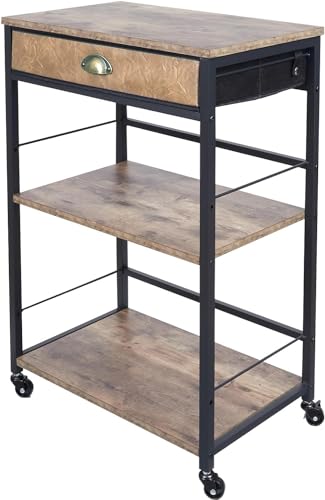 X-cosrack Coffee Bar Cabinet with Storage,3 Tier Coffee Bar Carts for The Home Buffets & Sideboards,Coffee Station Corner Table with Rolling Wheels for Kichen,Entryway,Living Room