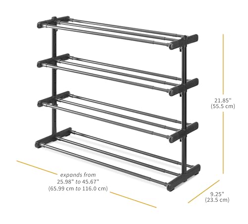 Whitmor 4 Tier Adjustable Shoe Rack - Organizer for 24 Pairs, Easy Assembly, Entryway - color: 4-tier,black