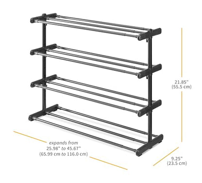 Whitmor 4 Tier Adjustable Shoe Rack - Organizer for 24 Pairs, Easy Assembly, Entryway - color: 4-tier,black