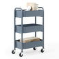 SunnyPoint 3-Tier Delicate Compact Rolling Metal Storage Organizer - Mobile Utility Cart Kitchen/Under Desk Cart with Caster Wheels - Blue (15.35" X 10.24" X 26.8"H) - color: Blue