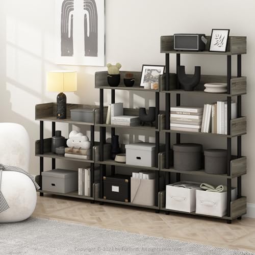 Furinno Turn-N-Tube 5-Tier Toolless Display Rack, French Oak/Black - color: French Oak/Black, size: 5-Tier Display Rack