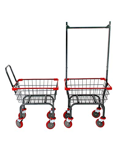 U HANDDLE Grocery & Laundry CART 1.5 Bushel (Gunpowder Metal) Red, Blue Trim (Red) - color: Red