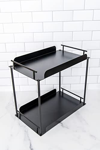 2-Tier Standing Rack Countertop Storage Shelf, Organizer Holder - color: Black