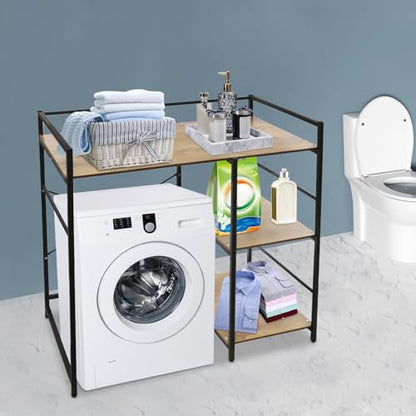 Washing Machine Shelf, 3 Tier Washer Dryer Storage Shelf with Side Rack Space-Saving Laundry Room Shelves Utility Washer Storage Organizer Stand for Bathroom Laundry Balcony
