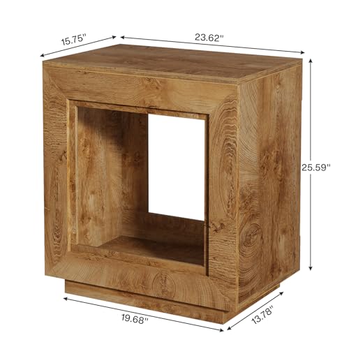 Tribesigns Rustic Brown End Table, 24" Side Table with Storage Shelf, Farmhouse Style Nightstand Bedside Table (1, Natural) - color: Natural