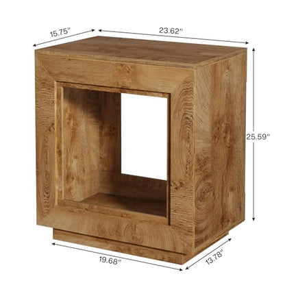 Tribesigns Rustic Brown End Table, 24" Side Table with Storage Shelf, Farmhouse Style Nightstand Bedside Table (1, Natural) - color: Natural