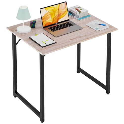 PayLessHere | 32 Inch Computer Desk | Nature | Office Desk with Metal Frame, Adjustable Feet | Water-Resistant, Scratchproof Surface | Sturdy Writing Table for Home Office or Study | Pack of 1 - color: Nature, size: 32 Inch