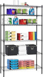 Meet perfect 6-Tier Wire Shelving Unit, 72" H x 42" W x 16" D Heavy Duty Metal Storage Shelves, 1500LBS Total Weight Capacity Adjustable Standing Shelf Rack with Leveling Feet - color: Black, size: 6-Tier, 72"H × 42"W × 16"D
