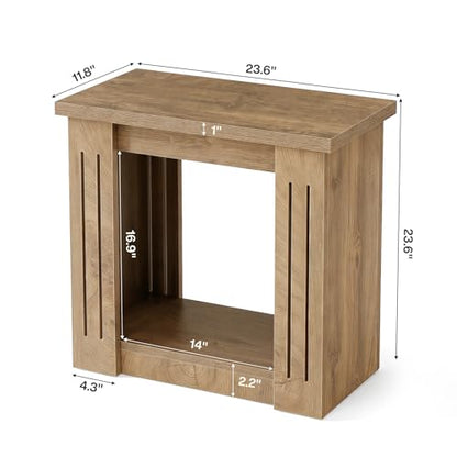 Tribesigns Side Table, 2-Tier Farmhouse End Table with Storage, Wooden Nightstand for Bedroom, Living Room, Office, Small Spaces, 2 Pack Brown