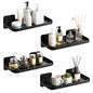 4 Pack Floating Shelves for Wall, Self Adhesive Small Shelf, No Drill Adhesive Wall Shelf, Floating Shelves Damage-Free Expand Walls Space for Living Room Kitchen Bathroom (Black) - color: Black