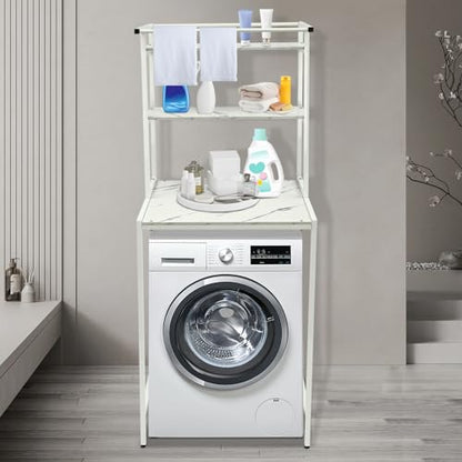 Over Washer and Dryer Shelves,Dryer Storage Shelf,3 Tiers Laundry Room Storage and Organizer Standing Shelf,Height Adjustable Laundry Room Shelves, Load-bearing Capacity 22lbs (White 3 Tiers) - color: White