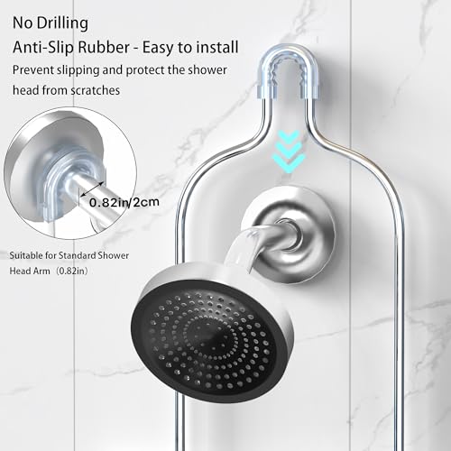 DAOYA Shower Caddy - Organizer with 6 Hooks, Soap Basket & Self-Adhesive Pad, Silver - color: Silver