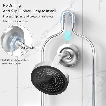 DAOYA Shower Caddy - Organizer with 6 Hooks, Soap Basket & Self-Adhesive Pad, Silver - color: Silver