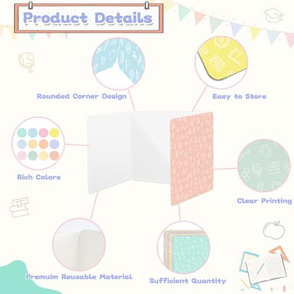 gisgfim 24 Pack Privacy Shields for Student in 12 Pastel Colors Desk Dividers Durable Privacy Folders Testing Dividers Shield Study Boards Panel Partition for Classroom Teacher Back to School Supplies - style: Pastel