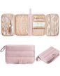Marscamd Travel Jewelry Case Organizer, Foldable Jewelry Bag, Pink | with Zipper Jewelry Bag for Earrings, Rings, Necklaces, Bracelets, Brooches - color: Pink