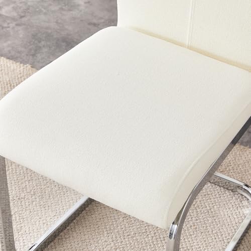Baysitone Modern Dining Chairs Set of 2, Side Dining Room Chairs, High Back Kitchen Chairs with Suede Fabric Padded Seat for Dining Room,Kitchen, Living Room Cream White - color: Cream White, size: Set of 2