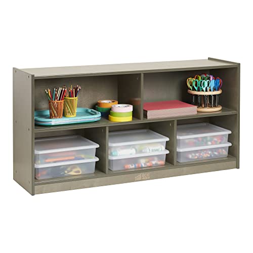 ECR4Kids 5-Compartment Mobile Storage Cabinet, Toddler, Classroom Furniture, Grey Wash - color: Grey Wash