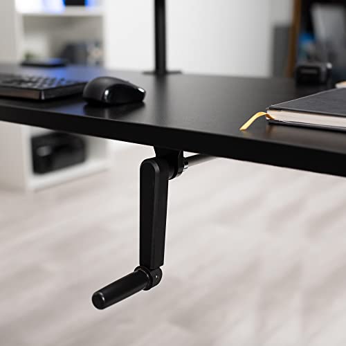 VIVO Manual Height Adjustable 71 x 30 inch Stand Up Desk, Light Wood Table Top, Black Frame, Standing Workstation with Foldable Handle, DESK-KIT-MB7C - color: Light Wood Top / Black Frame, size: 71" x 30"