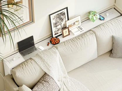 TIQLAB Sofa Table, 79 inch (1.2'' Thickness) Long Console Table Behind Couch, Narrow Entryway Table with Angled Metal Frame, Industrial Console Table, White - color: White, size: 79''L x 5.9''W x 31.5''H