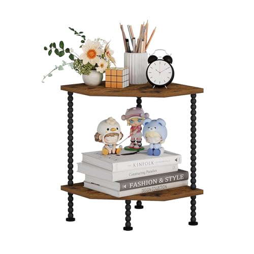 YINMIT Corner Shelf Stand, 2 Tier countertop Corner Organizer Shelf, Freestanding Corner Display Shelf for Small Spaces, Living Room, Bedroom, Bathroom, Kitchen, Office - size: 2-Tier