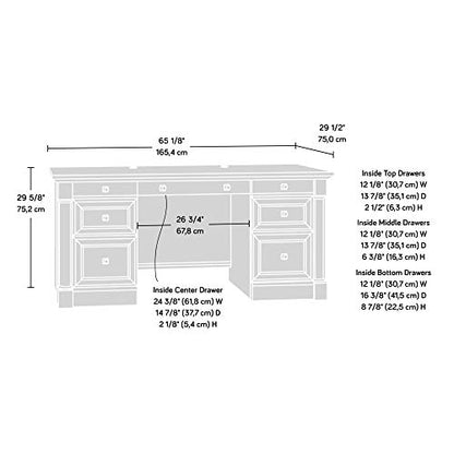 Sauder Palladia Office Desk with Drawers, Executive Desk with File Cabinet Storage, Cable Management, Keyboard Tray, in Split Oak Finish - color: Split Oak
