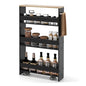 4-Tier Slim Rolling Storage Cart, Wooden Kitchen Utility Cart with Wheels & Handle, Space Saving Trolley, Slide Out Shelving Unit for Narrow Spaces, Laundry, Bathroom (Black + Natural) - color: Black + Natural