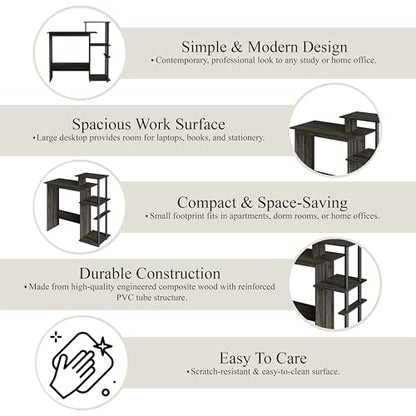 Elegance Writing Desk with Multi-Tier Open Shelves, Study Computer Desk for Home Office, Natural Oak - color: Natural Oak