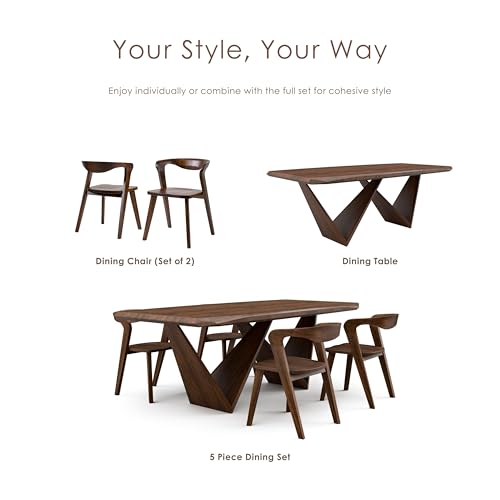 Furniture of America Nazaen III Mid-Century Modern Wood 21.5-inch Side Chairs with Rounded Backrest and Semi-Handmade for Home Kitchen, Dining Room, Rich Walnut (Set of 2) - color: Rich Walnut, size: Style 3