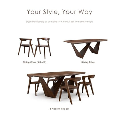 Furniture of America Nazaen III Mid-Century Modern Wood 21.5-inch Side Chairs with Rounded Backrest and Semi-Handmade for Home Kitchen, Dining Room, Rich Walnut (Set of 2) - color: Rich Walnut, size: Style 3
