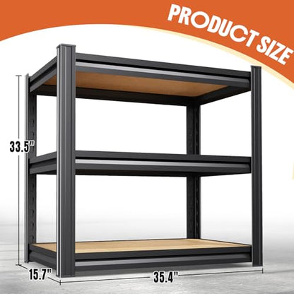 3T Storage Shelves, Garage Shelving,Adjustable Heavy Duty Shelving Unit,Garage Shelves，Wood Metal Standing Shelf Units,Utility Rack for Kitchen 33.5''H*35.4'W*15.7''D