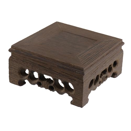 Furniture Wooden Display Stand Base Oriental Wood Round Pedestal Vintage Ebony Vase Lamp Teapot Base for Classy Crafts Statue Home Decoration, 4.84" Inner Diameter - size: Square; 3.15" x 3.15"