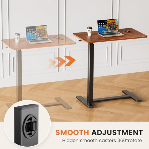 Sweetcrispy Overbed Table, Bedside Table, Storage Shelf | Adjustable Rolling Wheels, Hospital Home Use, Mobile Laptop Desk, Space Saving Frame, Chocolate - color: Chocolate