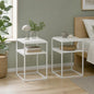 2-Tier Set of 2 Stackable Metal Frame End Table, Toolless Assembly Bedside Table, Night Stand with Open Shelf, Side Table, for Bedroom, Living Room, Solid White - color: Solid White/White, size: 2 Tier, Set of 2