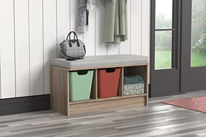 ClosetMaid 3258 Cubeicals 3-Cube Storage Bench, Natural Gray with Gray Cushion - color: Natural Gray With Gray Cushion