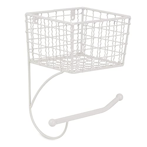 DII Rustic Farmhouse Bathroom Décor, Metal Storage, Toilet Paper Holder, Antique White - color: Antique White, size: Toilet Paper Holder
