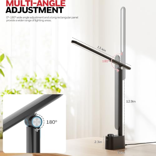 Honeywell LED Desk Lamp - Sunturalux Desk Lamps for Home Office with USB A+C Charging Ports, Stepless Dimmable Eye-Caring Foldable Desk Light for Table Bedroom Bedside Reading(Black) - color: Black