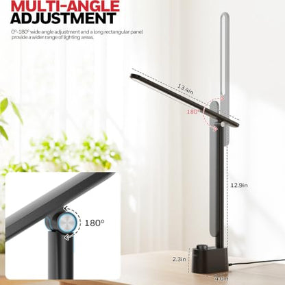Honeywell LED Desk Lamp - Sunturalux Desk Lamps for Home Office with USB A+C Charging Ports, Stepless Dimmable Eye-Caring Foldable Desk Light for Table Bedroom Bedside Reading(Black) - color: Black