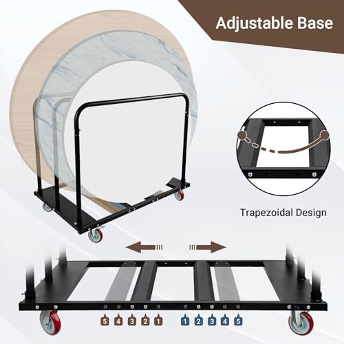Folding Table Cart, Heavy Duty Drywall Dolly Cart 1800 LBS | Table Dolly w/ 5" PU Swivel Wheels, 10 Table Capacity for Party Events, Hotel, Factory, Warehouse, (45.6" L x 29" W x 39" H)
